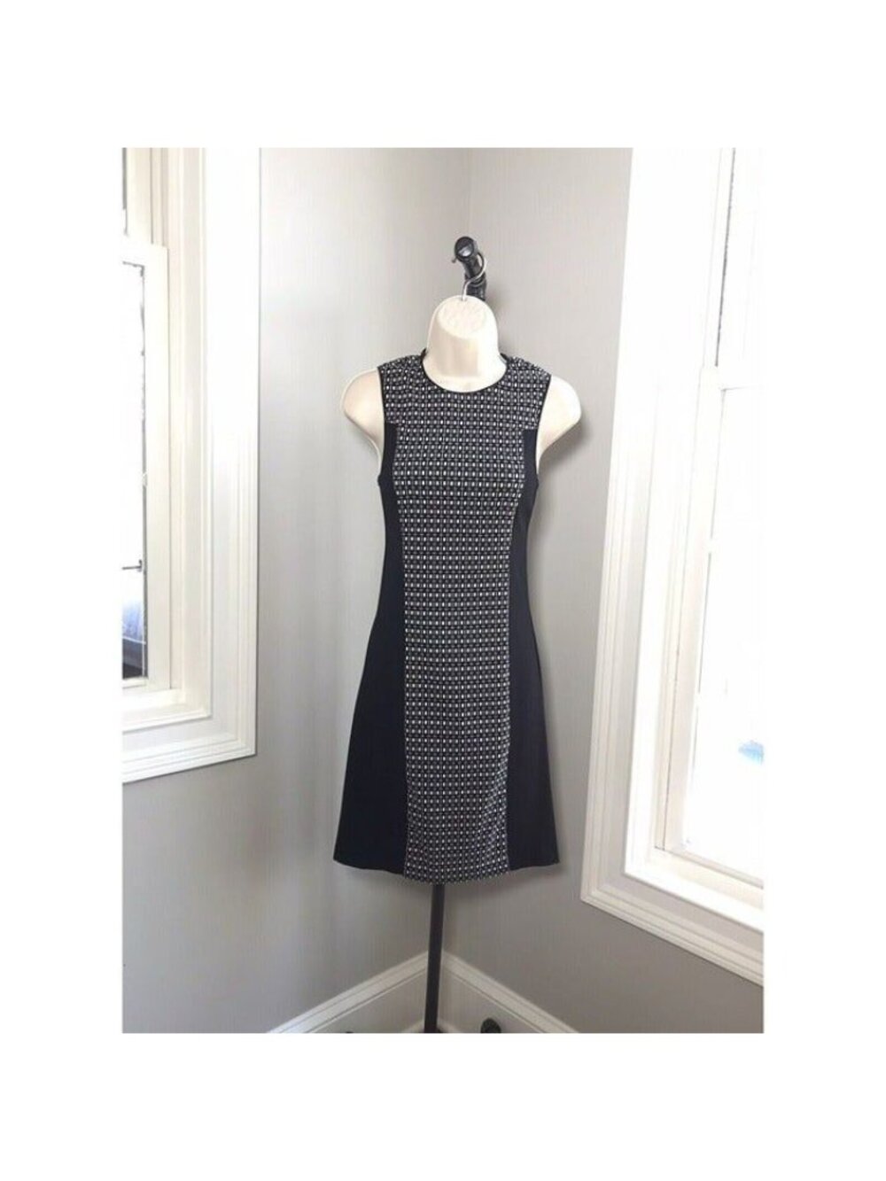 MARGARET M Black/White Pattern Dress - Women's Size Small